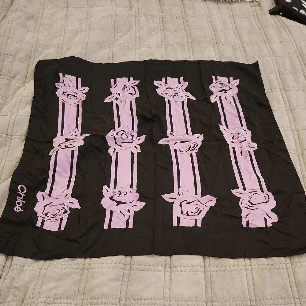 Chloe Floral Black and Purple Scarf